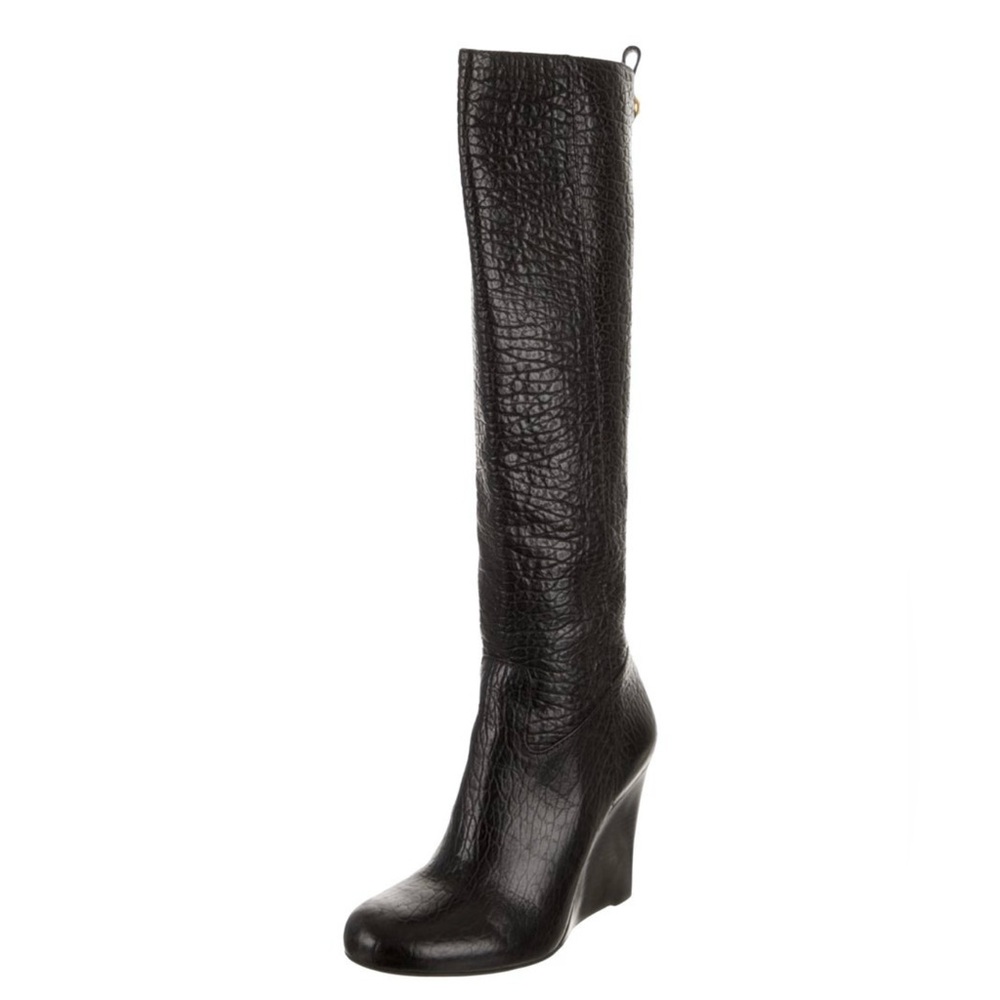 Tory Burch Textured Black Heeled Boots